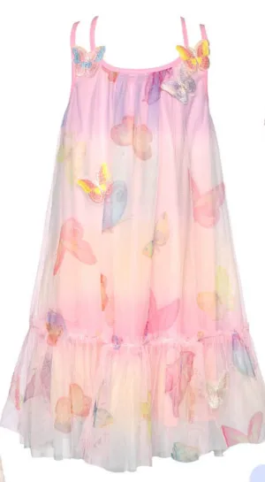 Baby Sara Butterfly Patch Mesh Pastel Dress