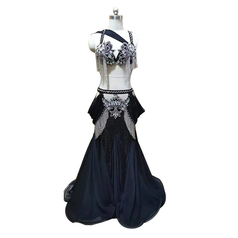 Belly Dance Custom Performance Clothes Female Child Temperament Bra Set Woman High Waist Big Swing Skirt Competition Clothing