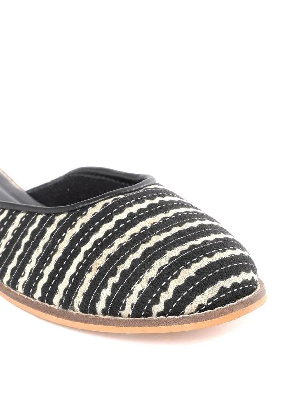 Black & White Block Printed Handcrafted Silp-on Mules