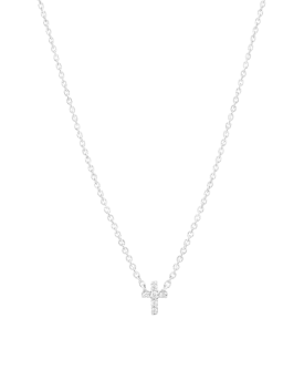 Diamond Cross Necklace - 14K White Gold