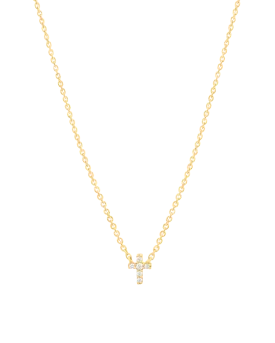 Diamond Cross Necklace - 14K Yellow Gold