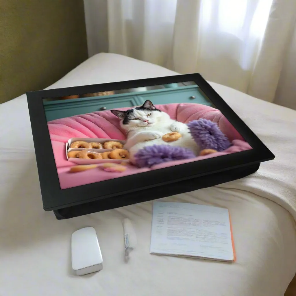 Donuts Cat Cushioned Lap Tray