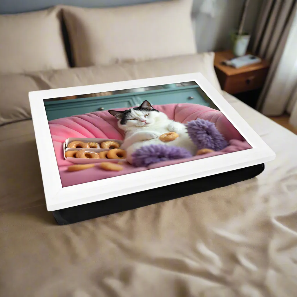 Donuts Cat Cushioned Lap Tray