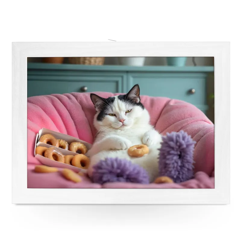 Donuts Cat Cushioned Lap Tray