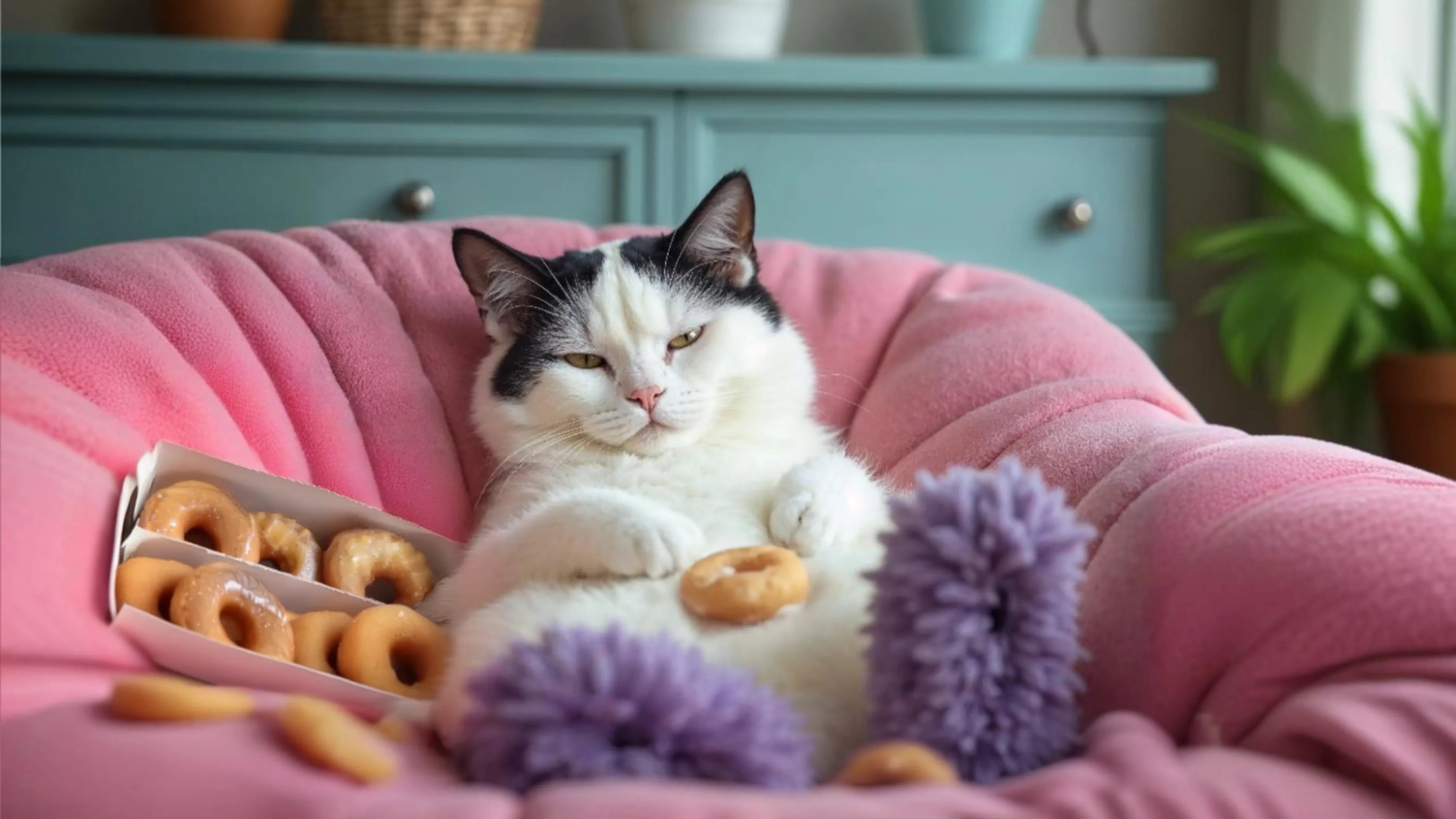 Donuts Cat Cushioned Lap Tray