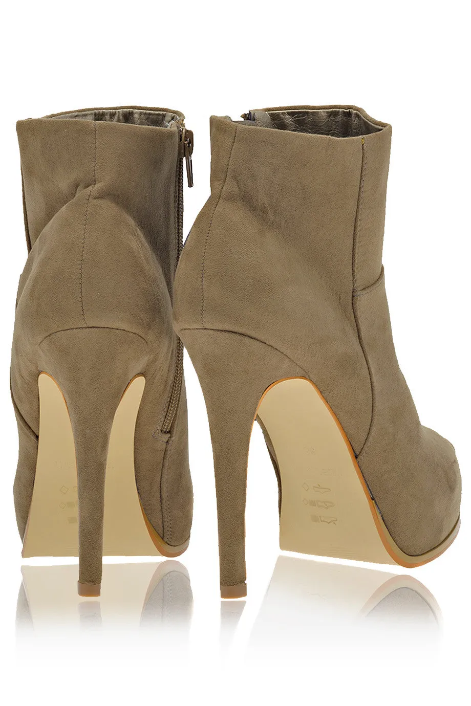 ELSA Taupe Suede Ankle Boots