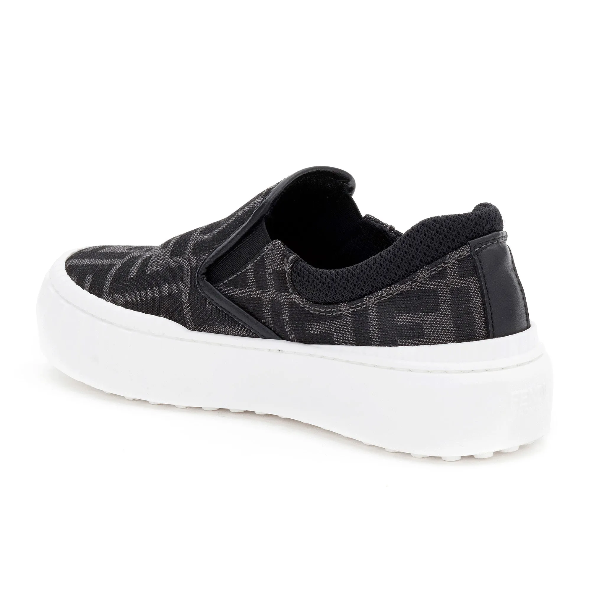 Fendi Platform Grey Logo Slip-Ons