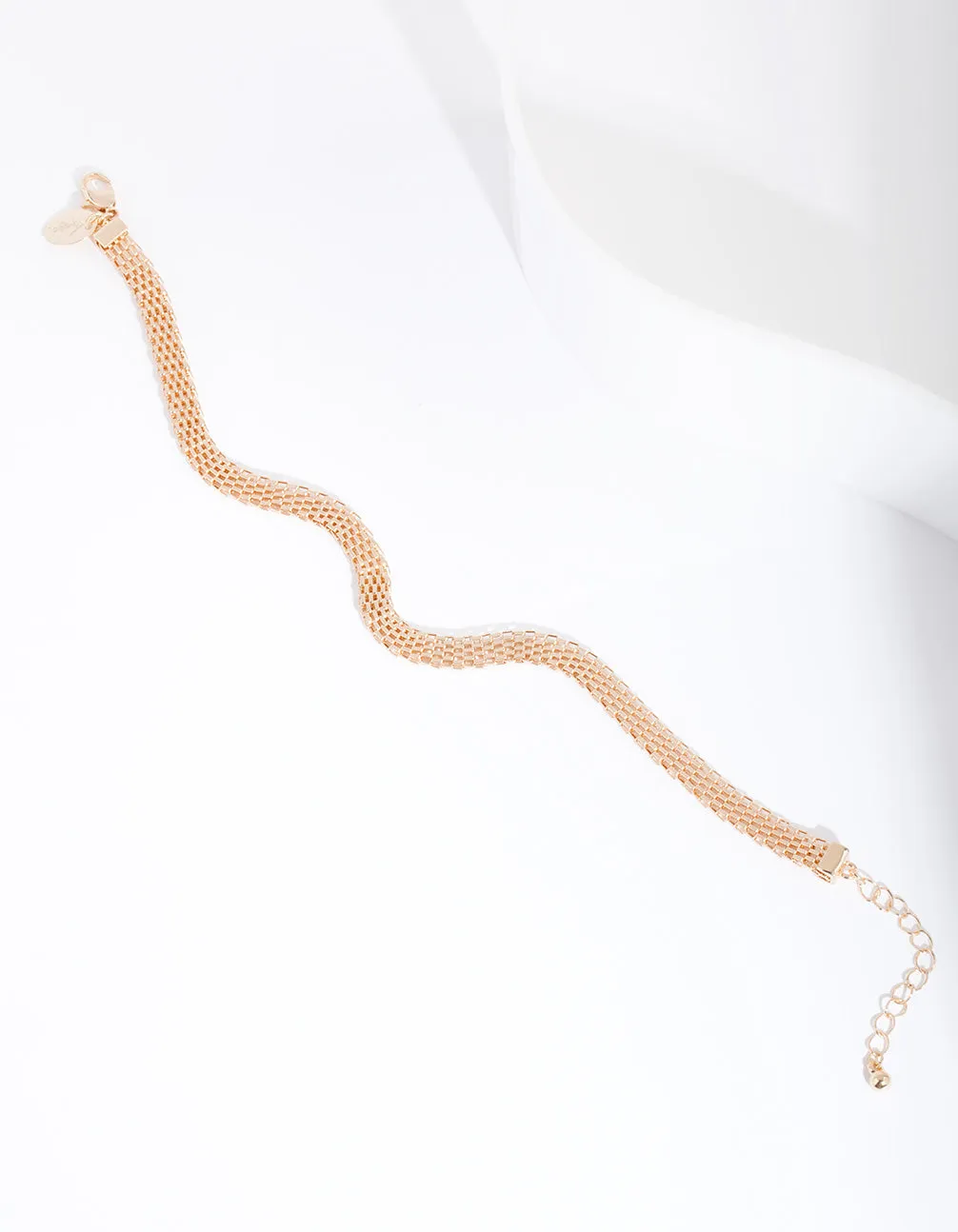 Gold 6mm Flat Mesh Chain Anklet