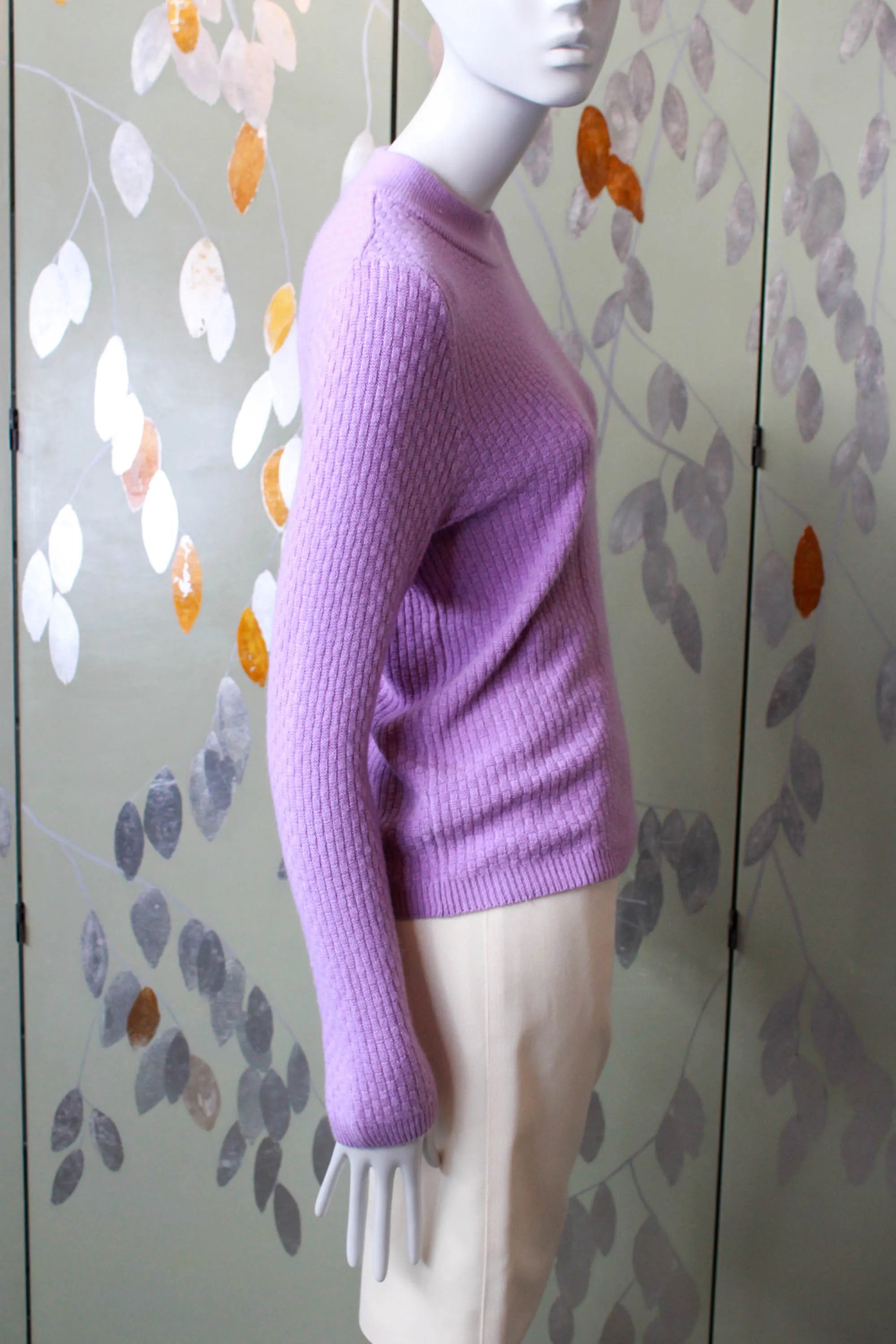 Lilac Cashmere Knit Sweater, Small