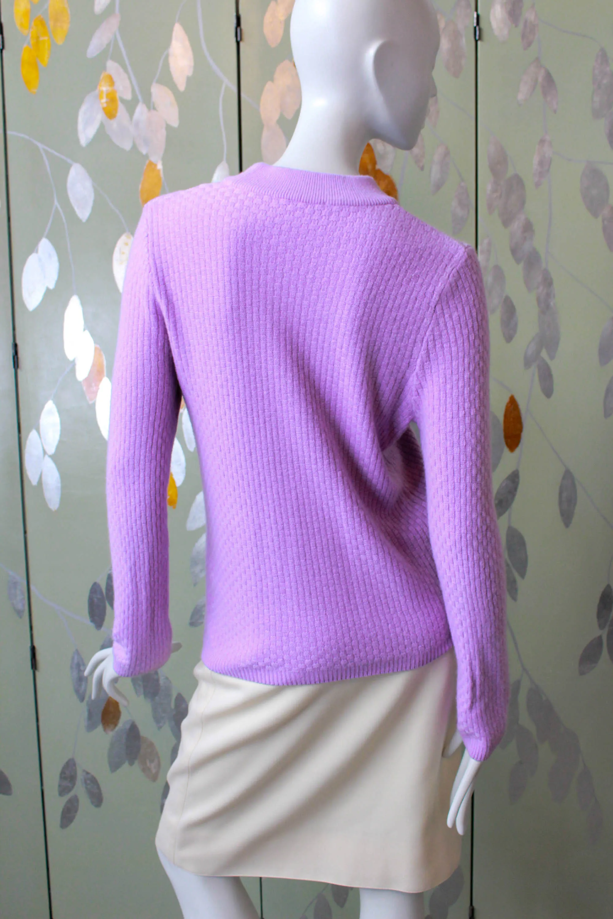 Lilac Cashmere Knit Sweater, Small