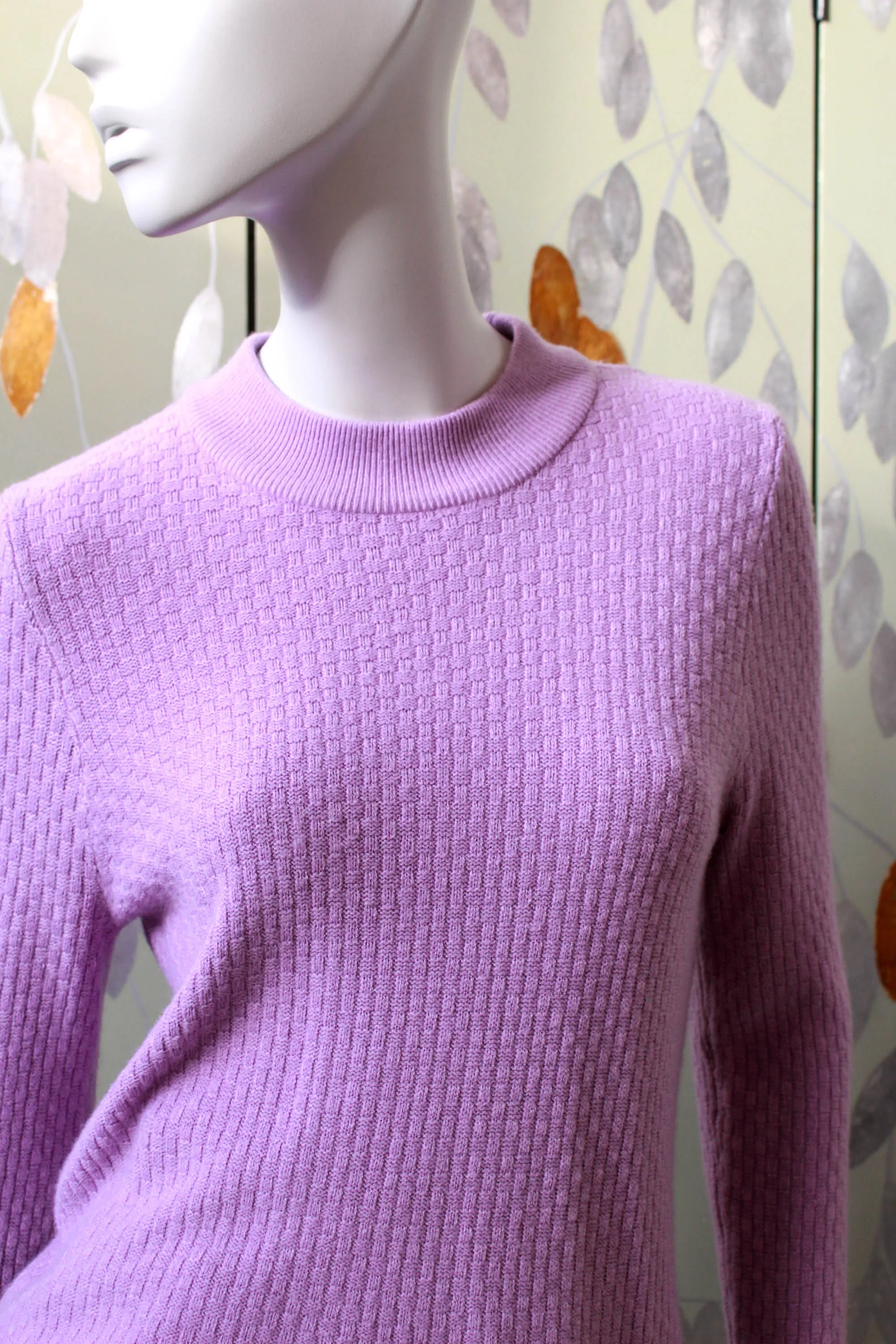 Lilac Cashmere Knit Sweater, Small