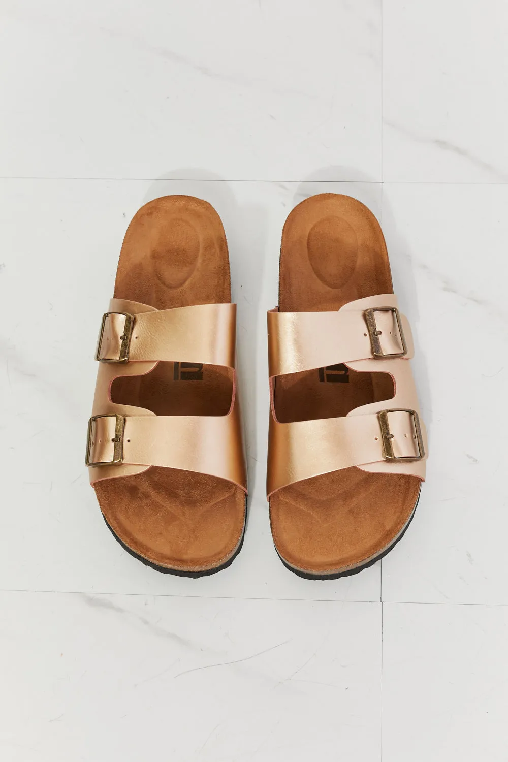 MMShoes Best Life Double-Banded Slide Sandal in Gold - Ships from The US