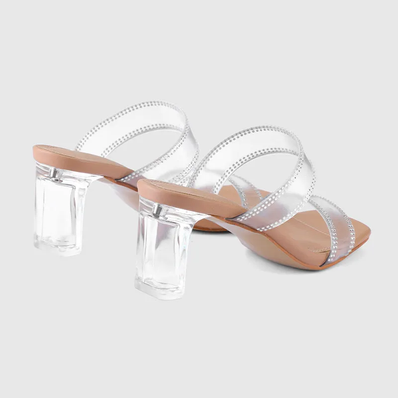 Thick Heel Square Hollow Sandals