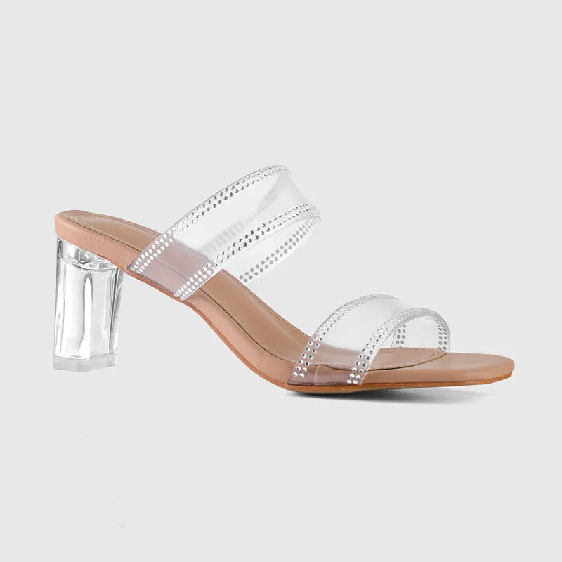 Thick Heel Square Hollow Sandals