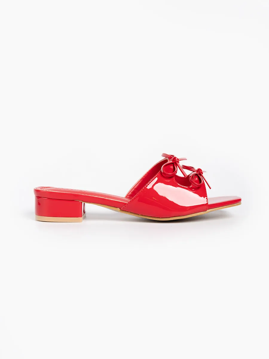 Valeria Glossy Ribbon Mules