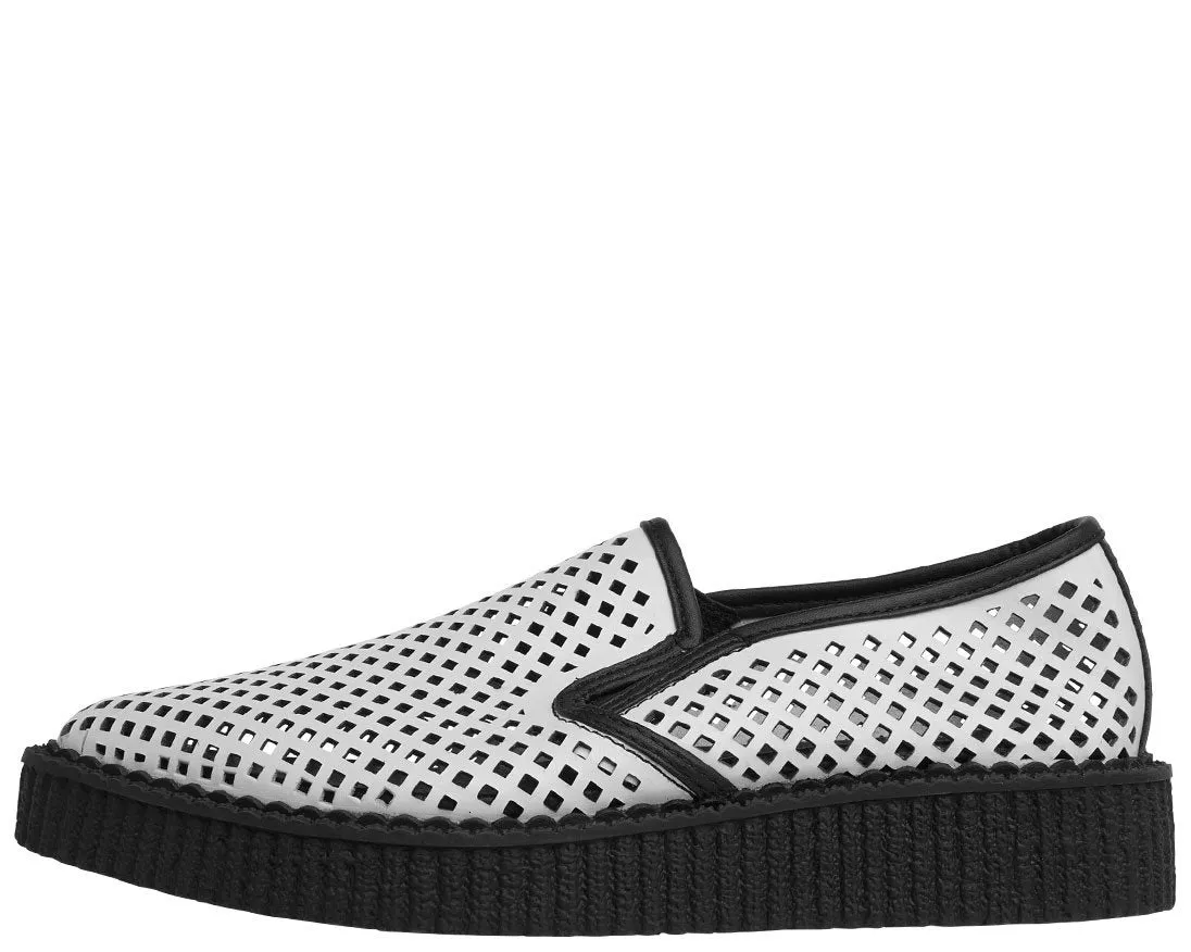 White Perforated Pointed Slip Ons